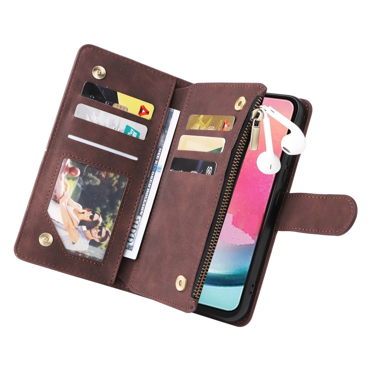 For Samsung Galaxy A24 4G Multifunctional Frosted Zipper Wallet Leather Phone Case