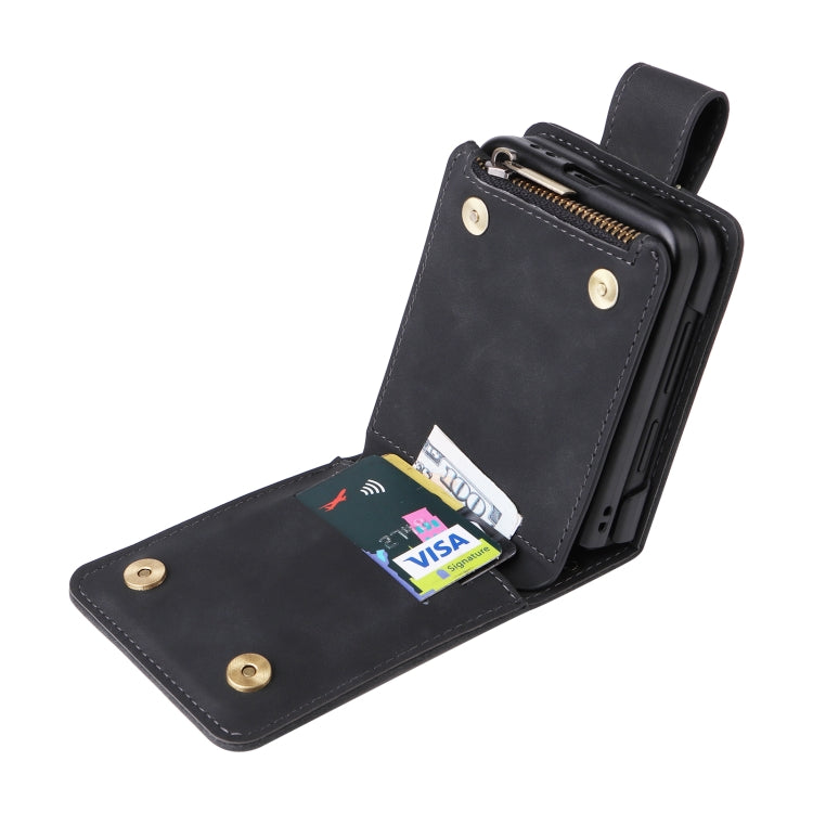 For Samsung Galaxy Z Flip3 5G Multifunctional Frosted Zipper Wallet Leather Phone Case