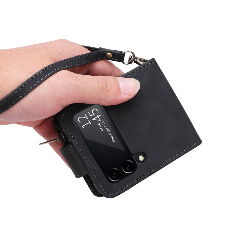 For Samsung Galaxy Z Flip3 5G Multifunctional Frosted Zipper Wallet Leather Phone Case