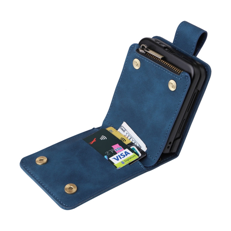 For Samsung Galaxy Z Flip3 5G Multifunctional Frosted Zipper Wallet Leather Phone Case