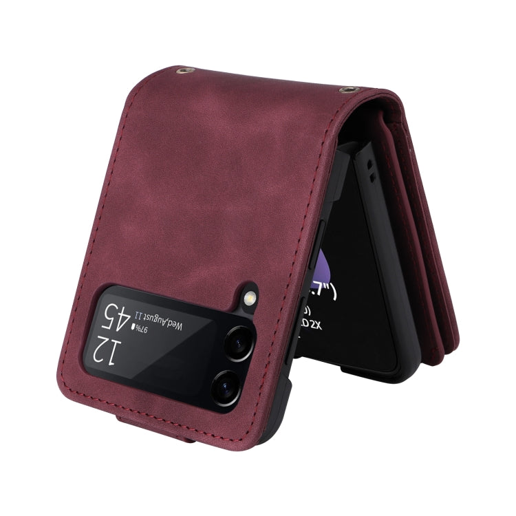 For Samsung Galaxy Z Flip3 5G Multifunctional Frosted Zipper Wallet Leather Phone Case
