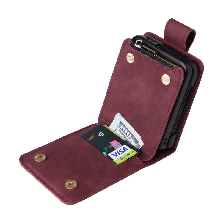 For Samsung Galaxy Z Flip3 5G Multifunctional Frosted Zipper Wallet Leather Phone Case