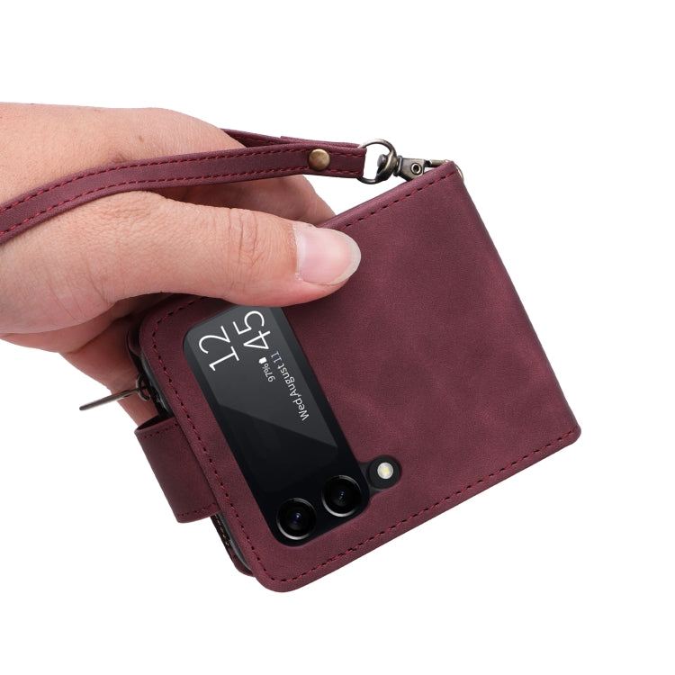 For Samsung Galaxy Z Flip3 5G Multifunctional Frosted Zipper Wallet Leather Phone Case