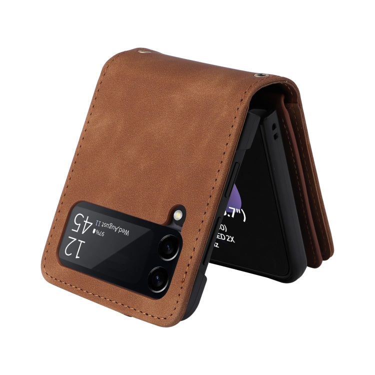 For Samsung Galaxy Z Flip3 5G Multifunctional Frosted Zipper Wallet Leather Phone Case
