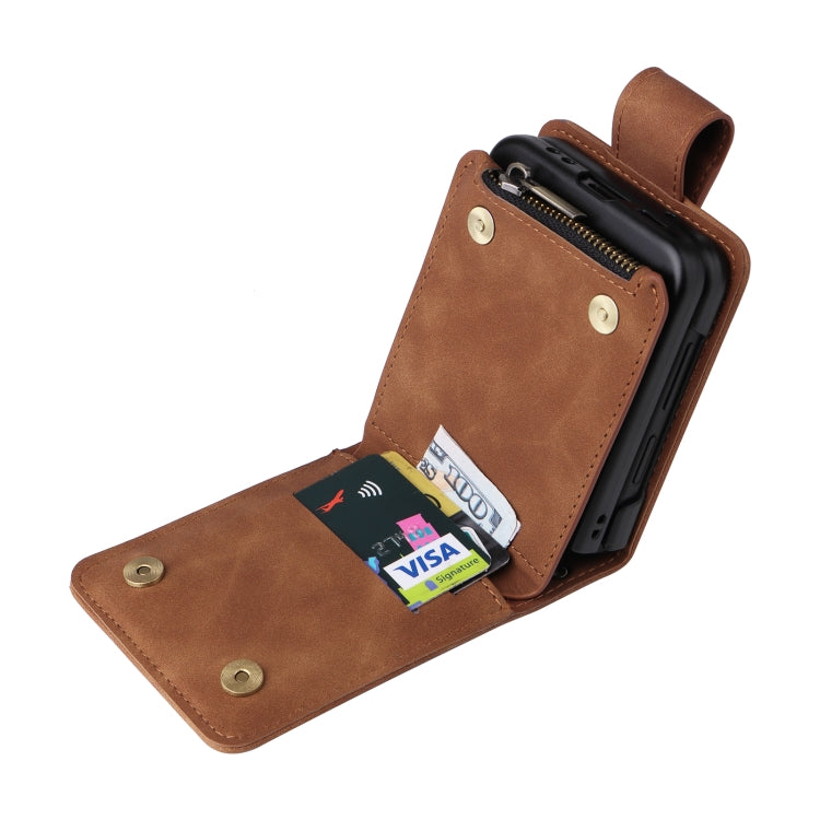 For Samsung Galaxy Z Flip3 5G Multifunctional Frosted Zipper Wallet Leather Phone Case
