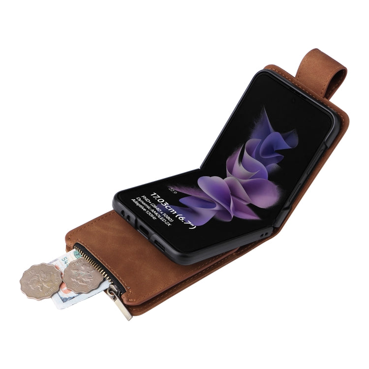 For Samsung Galaxy Z Flip3 5G Multifunctional Frosted Zipper Wallet Leather Phone Case