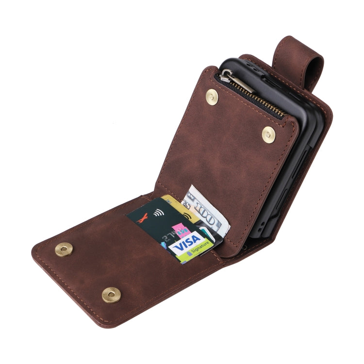 For Samsung Galaxy Z Flip3 5G Multifunctional Frosted Zipper Wallet Leather Phone Case