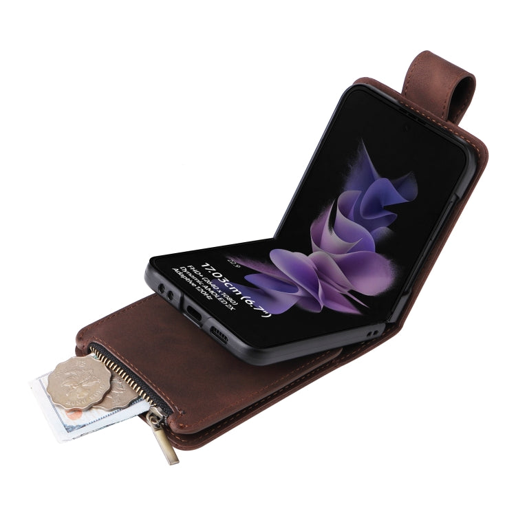 For Samsung Galaxy Z Flip3 5G Multifunctional Frosted Zipper Wallet Leather Phone Case