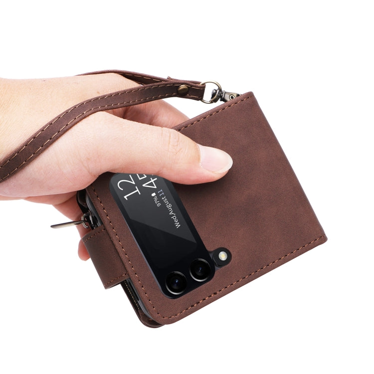 For Samsung Galaxy Z Flip3 5G Multifunctional Frosted Zipper Wallet Leather Phone Case