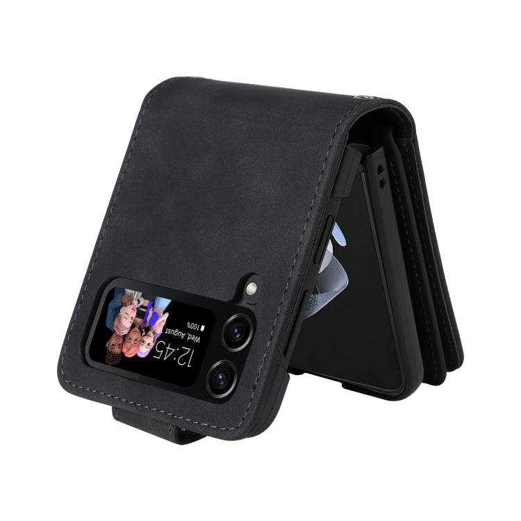For Samsung Galaxy Z Flip4 Multifunctional Frosted Zipper Wallet Leather Phone Case