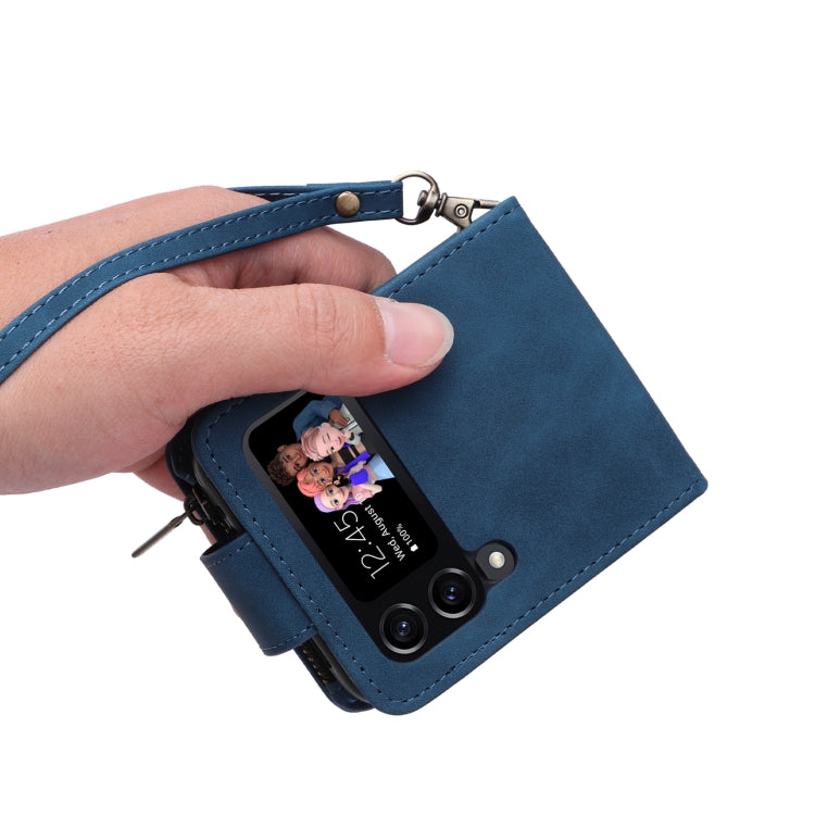 For Samsung Galaxy Z Flip4 Multifunctional Frosted Zipper Wallet Leather Phone Case