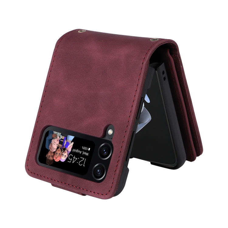 For Samsung Galaxy Z Flip4 Multifunctional Frosted Zipper Wallet Leather Phone Case