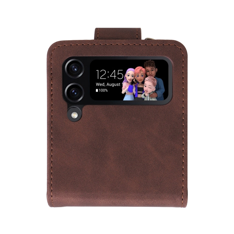 For Samsung Galaxy Z Flip4 Multifunctional Frosted Zipper Wallet Leather Phone Case