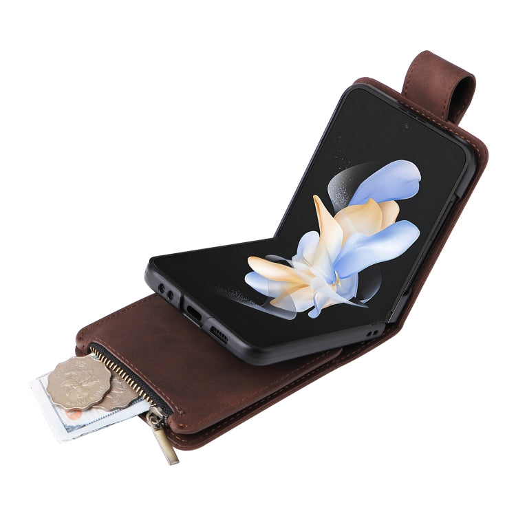For Samsung Galaxy Z Flip4 Multifunctional Frosted Zipper Wallet Leather Phone Case