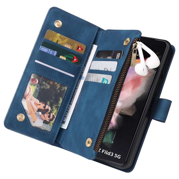 For Samsung Galaxy Z Fold3 5G Multifunctional Frosted Zipper Wallet Leather Phone Case
