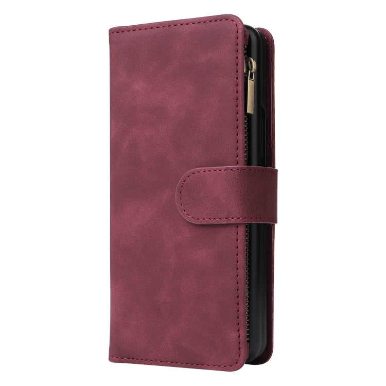 For Samsung Galaxy Z Fold3 5G Multifunctional Frosted Zipper Wallet Leather Phone Case