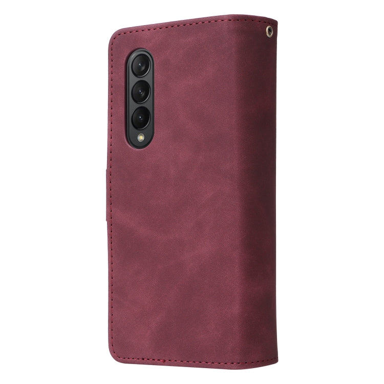 For Samsung Galaxy Z Fold3 5G Multifunctional Frosted Zipper Wallet Leather Phone Case