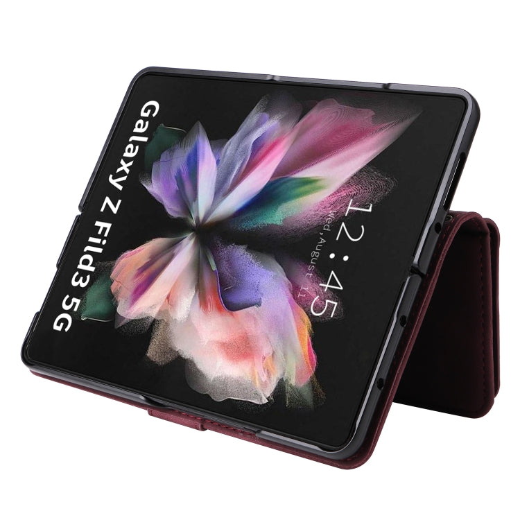 For Samsung Galaxy Z Fold3 5G Multifunctional Frosted Zipper Wallet Leather Phone Case