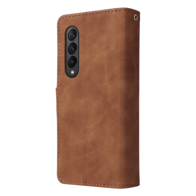 For Samsung Galaxy Z Fold3 5G Multifunctional Frosted Zipper Wallet Leather Phone Case
