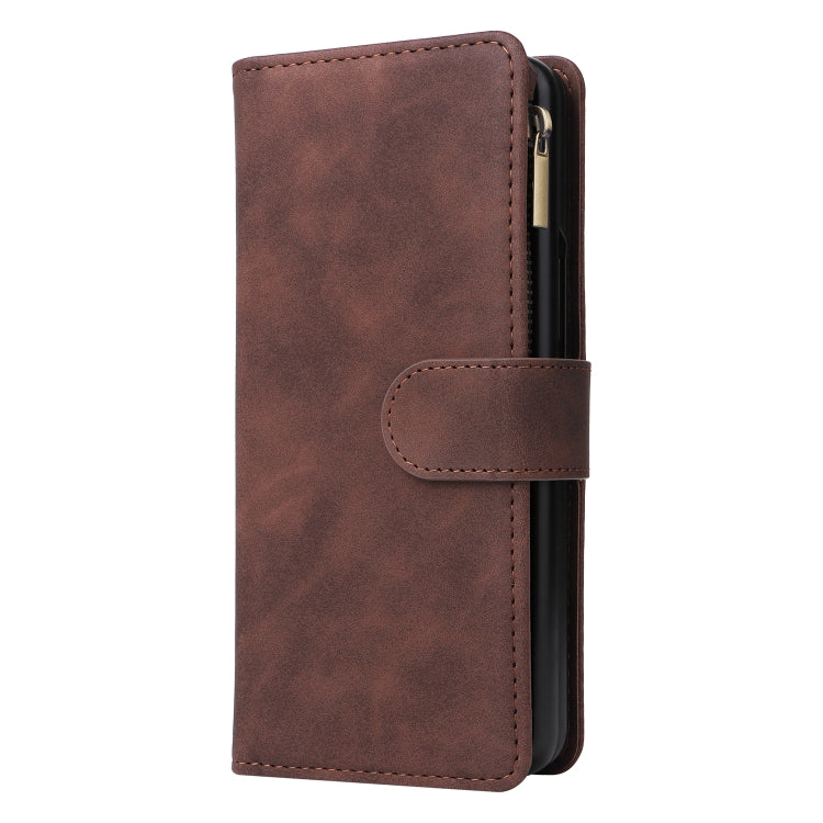 For Samsung Galaxy Z Fold3 5G Multifunctional Frosted Zipper Wallet Leather Phone Case