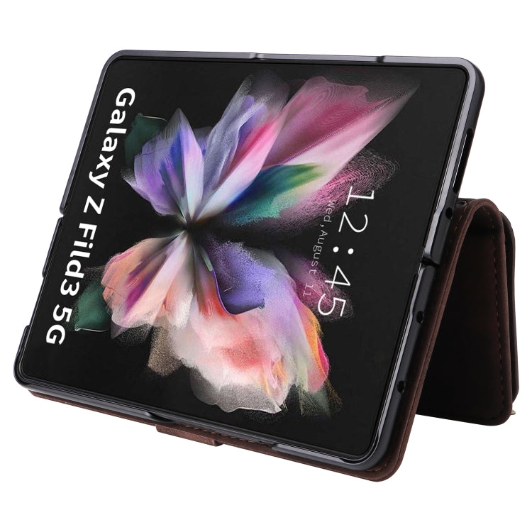 For Samsung Galaxy Z Fold3 5G Multifunctional Frosted Zipper Wallet Leather Phone Case
