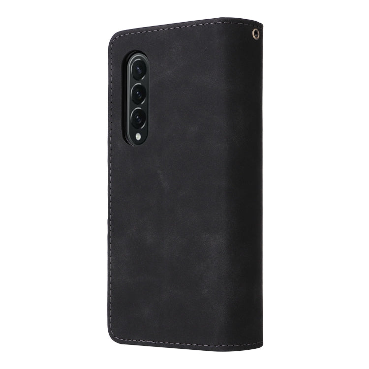 For Samsung Galaxy Z Fold4 Multifunctional Frosted Zipper Wallet Leather Phone Case