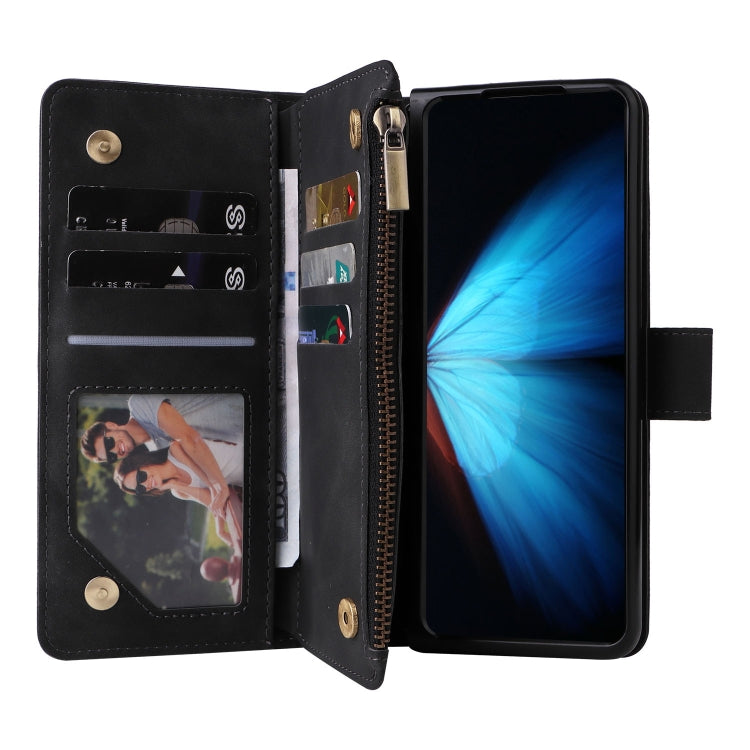 For Samsung Galaxy Z Fold4 Multifunctional Frosted Zipper Wallet Leather Phone Case