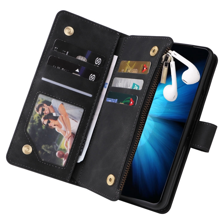 For Samsung Galaxy Z Fold4 Multifunctional Frosted Zipper Wallet Leather Phone Case