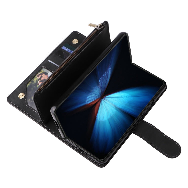 For Samsung Galaxy Z Fold4 Multifunctional Frosted Zipper Wallet Leather Phone Case