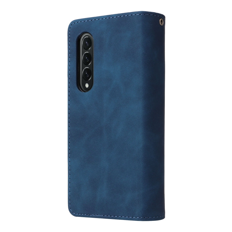 For Samsung Galaxy Z Fold4 Multifunctional Frosted Zipper Wallet Leather Phone Case