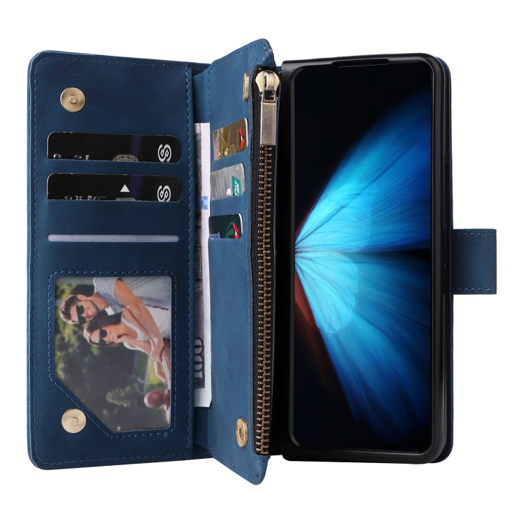 For Samsung Galaxy Z Fold4 Multifunctional Frosted Zipper Wallet Leather Phone Case