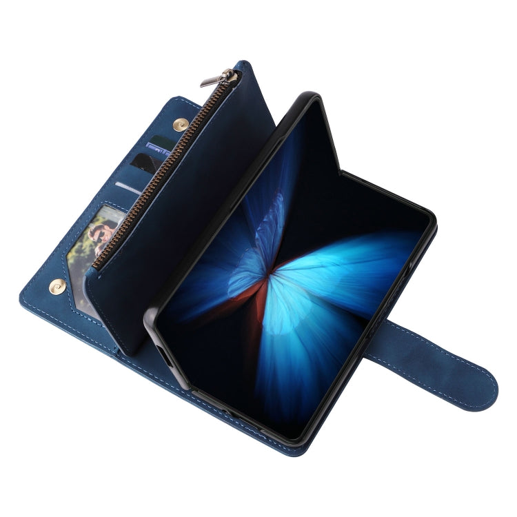For Samsung Galaxy Z Fold4 Multifunctional Frosted Zipper Wallet Leather Phone Case