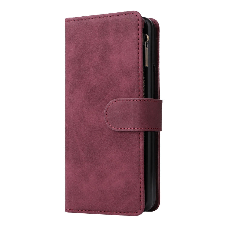 For Samsung Galaxy Z Fold4 Multifunctional Frosted Zipper Wallet Leather Phone Case