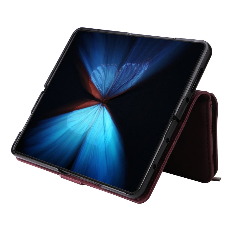 For Samsung Galaxy Z Fold4 Multifunctional Frosted Zipper Wallet Leather Phone Case