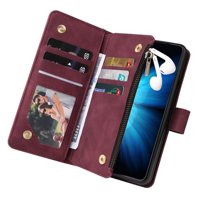 For Samsung Galaxy Z Fold4 Multifunctional Frosted Zipper Wallet Leather Phone Case