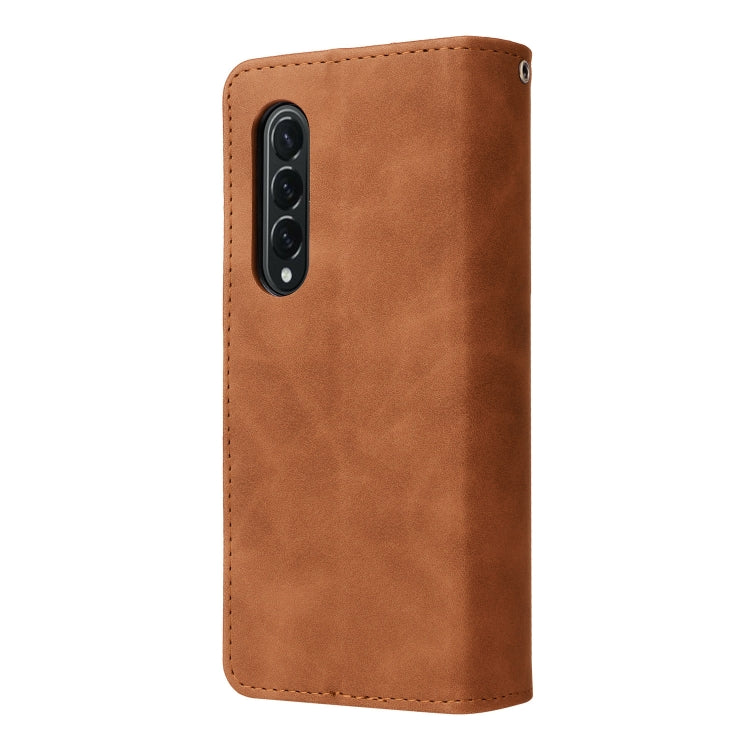 For Samsung Galaxy Z Fold4 Multifunctional Frosted Zipper Wallet Leather Phone Case