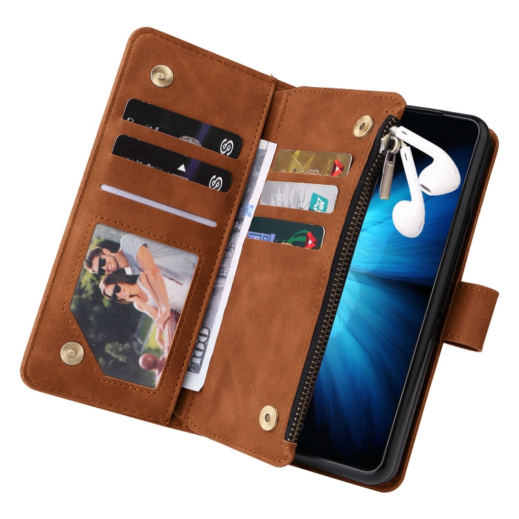 For Samsung Galaxy Z Fold4 Multifunctional Frosted Zipper Wallet Leather Phone Case
