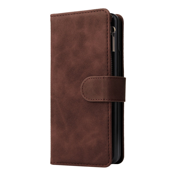 For Samsung Galaxy Z Fold4 Multifunctional Frosted Zipper Wallet Leather Phone Case