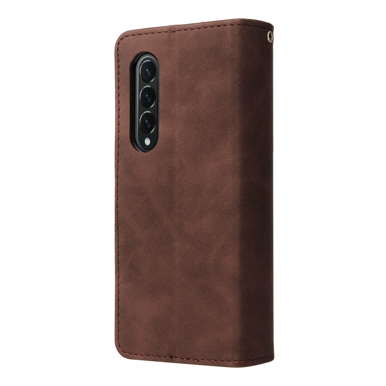 For Samsung Galaxy Z Fold4 Multifunctional Frosted Zipper Wallet Leather Phone Case