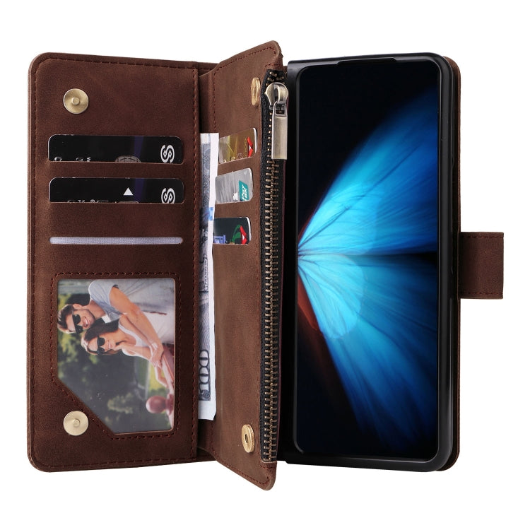 For Samsung Galaxy Z Fold4 Multifunctional Frosted Zipper Wallet Leather Phone Case