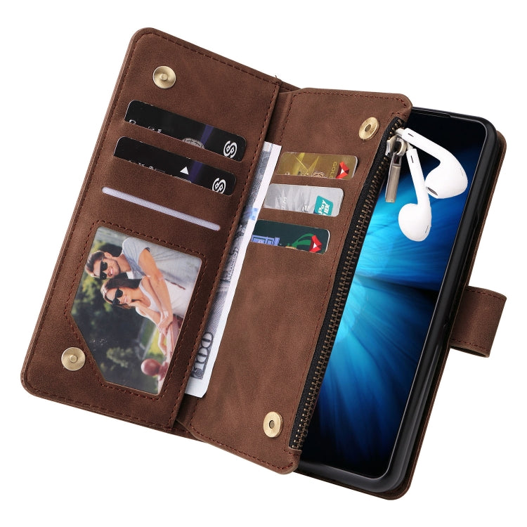 For Samsung Galaxy Z Fold4 Multifunctional Frosted Zipper Wallet Leather Phone Case