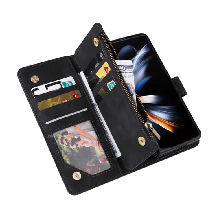 For Samsung Galaxy Z Fold5 Multifunctional Frosted Zipper Wallet Leather Phone Case