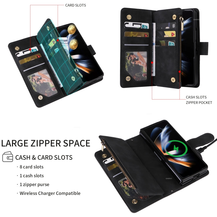 For Samsung Galaxy Z Fold5 Multifunctional Frosted Zipper Wallet Leather Phone Case