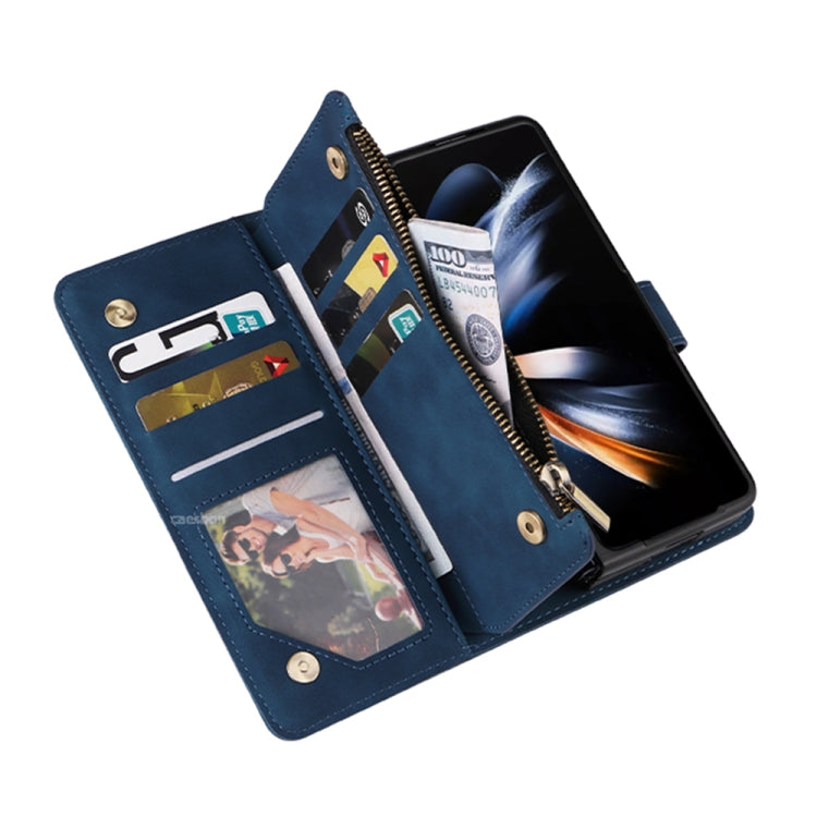 For Samsung Galaxy Z Fold5 Multifunctional Frosted Zipper Wallet Leather Phone Case