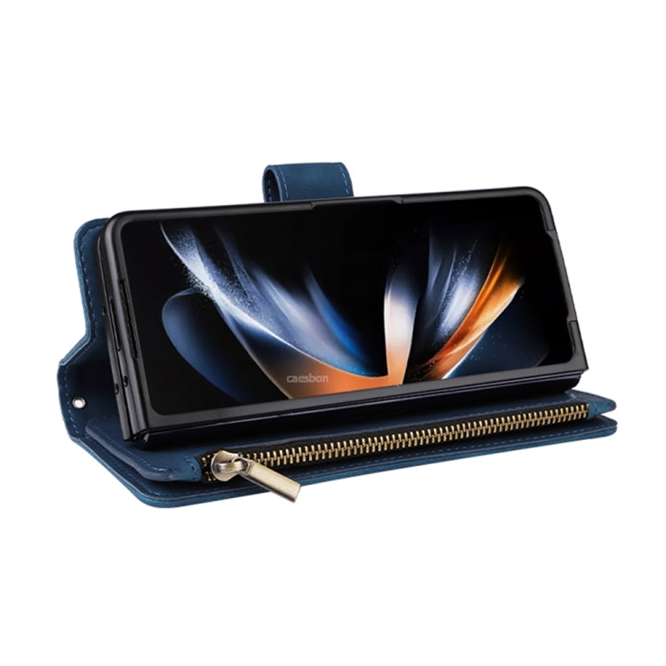 For Samsung Galaxy Z Fold5 Multifunctional Frosted Zipper Wallet Leather Phone Case