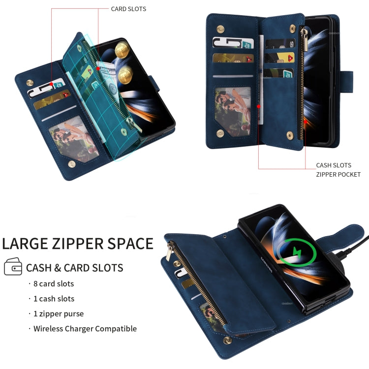 For Samsung Galaxy Z Fold5 Multifunctional Frosted Zipper Wallet Leather Phone Case