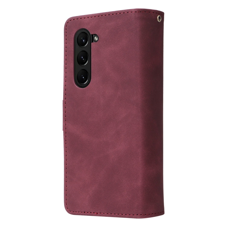 For Samsung Galaxy Z Fold5 Multifunctional Frosted Zipper Wallet Leather Phone Case
