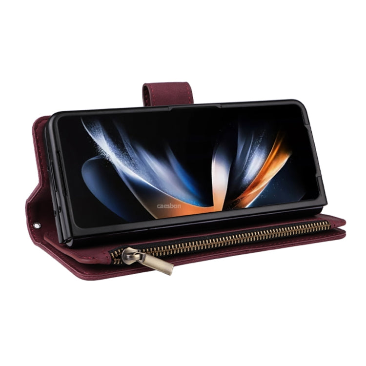 For Samsung Galaxy Z Fold5 Multifunctional Frosted Zipper Wallet Leather Phone Case