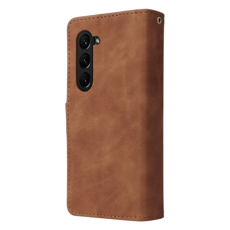For Samsung Galaxy Z Fold5 Multifunctional Frosted Zipper Wallet Leather Phone Case