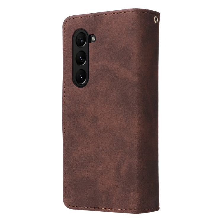For Samsung Galaxy Z Fold5 Multifunctional Frosted Zipper Wallet Leather Phone Case